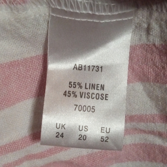 Cotton Traders Pink White Stripe Oversized Linen Blend Tunic Top Size‎ 20 - Picture 8 of 8